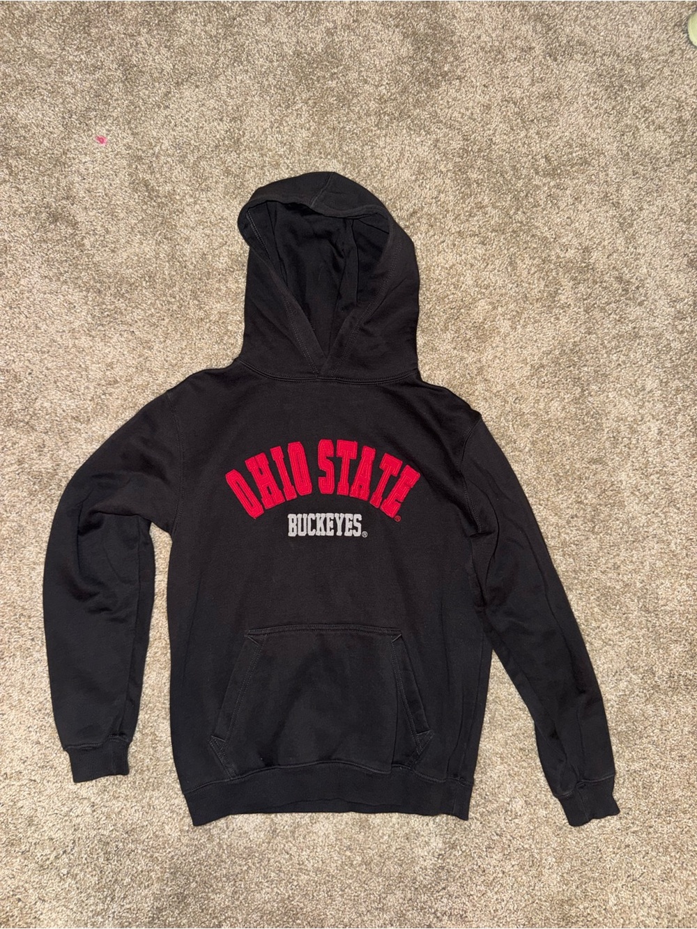 Colosseum Athletics- Grey/ Black Ohio State Hoodie with Red and White, youth med